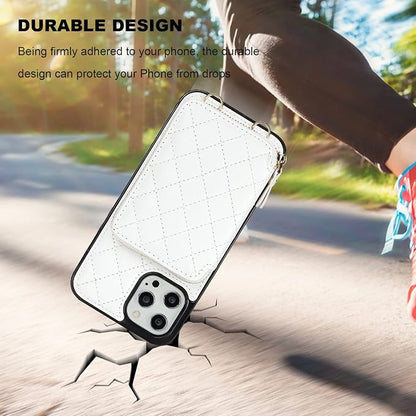 Bocasal Crossbody Wallet Case for iPhone 12 Pro Max, RFID Blocking PU Leather Zipper Handbag Purse Flip Cover, Kickstand Folio Case with Card Slots Holder Wrist Strap Lanyard 5G 6.7 Inch (White)