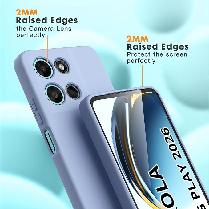 for Motorola Moto G 2026/G Play 2026 Case, 2 Pack Tempered Glass Screen Protectors, Soft TPU Liquid Silicone Shockproof Gel Cover-Lavender