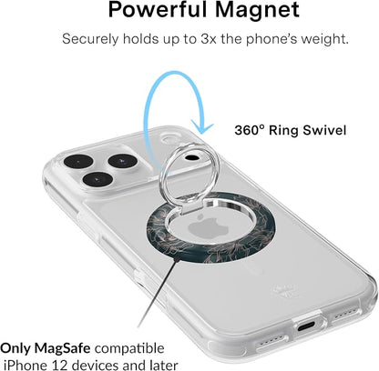VELVET CAVIAR Compatible with MagSafe Phone Grip 2.0 | Cute Magnetic Ring Holder | Finger Loop Kickstand | Pop On Accessory for iPhone 17, 16, 15, 14, 13, 12 | Floral Rose Gold