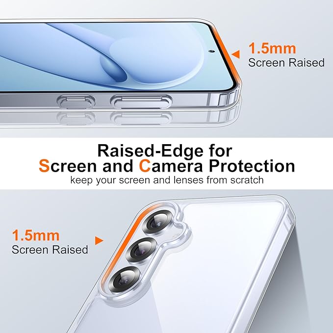 SPIDERCASE Designed for Samsung Galaxy S25 Case, [10 FT Military Grade Drop Protection], 2 Pack [Tempered Glass Screen Protector+Camera Lens Protector] Heavy Duty Shockproof Case,Clear
