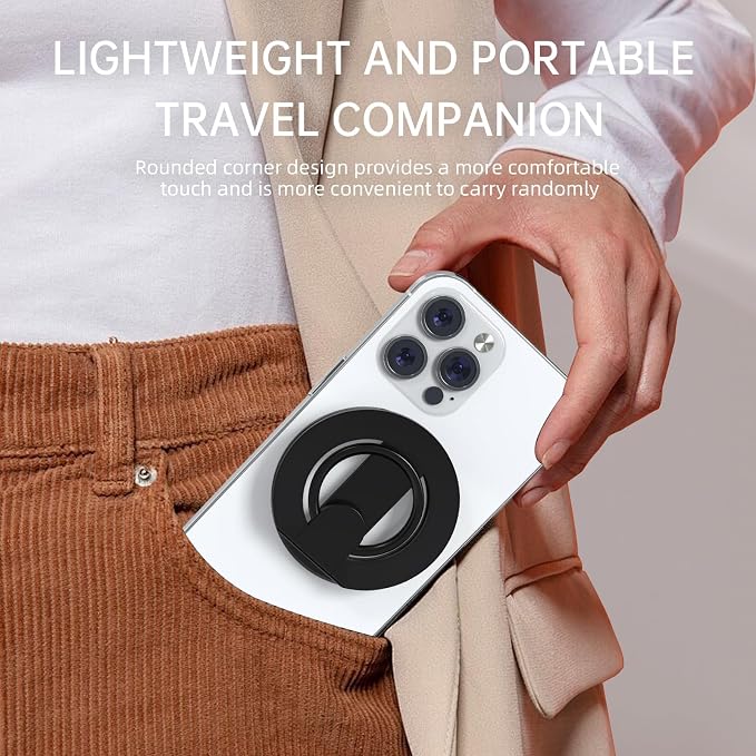 RESPECTED BRO-Magnetic-Phone-Ring-Holder with Dual Rings, Compatible with iPhone 17/16/15/14/13/12, Multifunctional Stand for Desk, Office, Gym, Kitchen & All Metal Surfaces, Finger Loop Grip (Black)