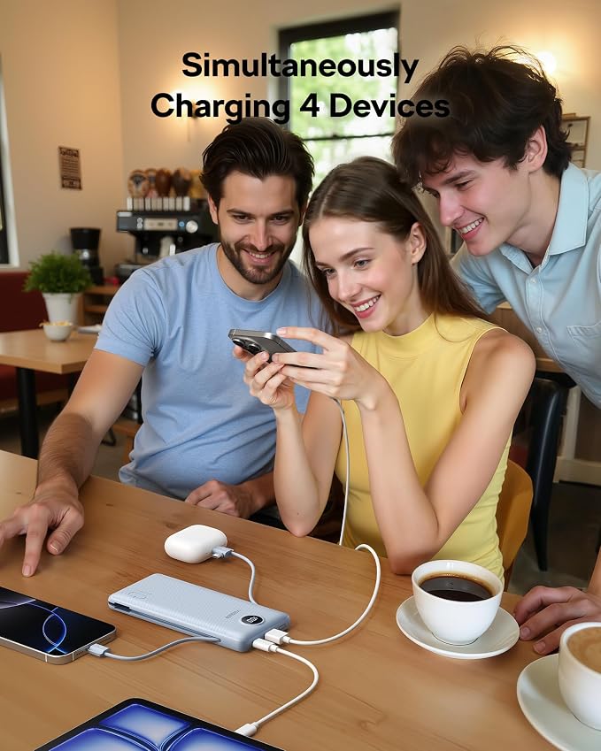 VEGER AC Wall Plug Portable Charger, 10000mah Slim Portable Charger Built in Cables, USB C Power Bank 15W Fast Charging, Travel Essential Battery Pack Compatible with iPhone, Android and More(Purple)