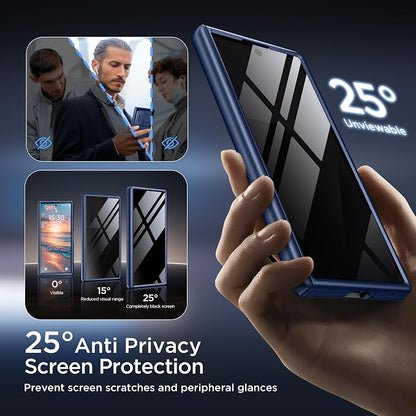 TONGATE Wallet for Z Fold 7 Case with Privacy Screen Protector, [4-Card Holder][Anti Spy] Built-in Large Stand & Slide Camera Cover Z7 Shockproof Phone Case for Samsung Galaxy Z Fold 7 2025 8", Blue