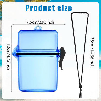 Outus 3 Pcs Waterproof ID Badge Holder Case with Waterproof Buckle Floating Sports Case Locker with Adjustable Hanging Rope Plastic Card Dry Box(Rose, Blue, Black,4.72 x 2.95 x 1.57 in,Classic)