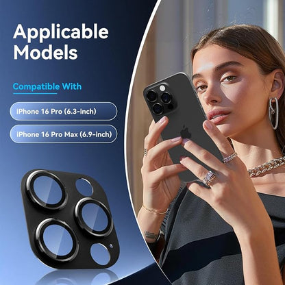 CloudValley for iPhone 16 Pro/iPhone 16 Pro Max Camera Lens Protector, [AR+AF 99% Transmittance] [Full Coverage] Ultra-HD Tempered Glass Cover, Metal Lens Screen Protective,Black Titanium