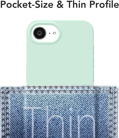 for iPhone 17e 16e Case Silicone Compatible with Magsafe Case, Ultra Slim Thin Magnetic Phone Cases Mag Safe, Cute Soft Rubber Gel TPU Matte Plain Wireless Charging Cover for Women, Mint Green