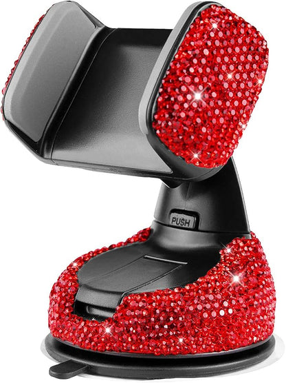 eing Car Phone Mount Bling Crystal Cell Phone Holder with One More Air Vent Base,Universal Universal Phone Car Air Vent Mount Holder Cradle for Dashboard,Windshield and Air Vent,Red