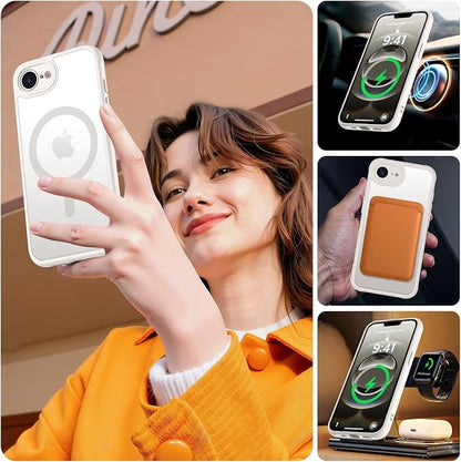 MOCCA Strong Magnetic for iPhone 17e Case/iPhone 16e Case [Compatible with Magsafe] [Full Camera Protection] Slim Translucent Matte Shockproof Phone Case for iPhone 17e / 16e 6.1", Stone
