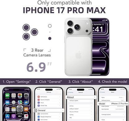BERFY for iPhone 17 Pro Max Case, Compatible with MagSafe, Built-in Glass Screen Protector, Camera Protection, Shockproof Full Body Phone case 6.9", Translucent Deep Purple
