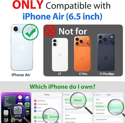 SPORTLINK for iPhone Air Case, IP68 Waterproof Military Protective Full Body Heavy Duty Shockproof 360 Sealed Dustproof with Camera Screen Protector Phone Cover for iPhone Air 6.5" Mag/Frosted Clear