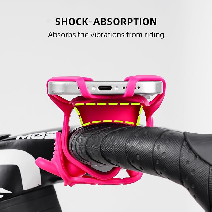 Bike Phone Mount for Handlebar – Scratch-Free Silicone Holder with Anti-Slip Grip, Universal Cycling Phone Stand Compatible with iPhone/Samsung (4.0"-7.2"),Horizontal & Vertical Installation