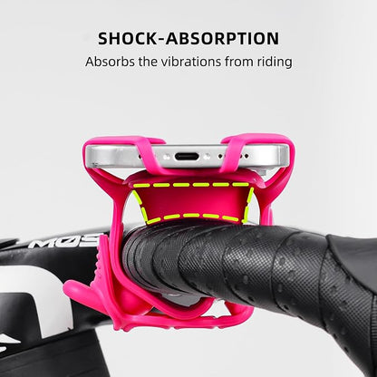 Bike Phone Mount for Handlebar – Scratch-Free Silicone Holder with Anti-Slip Grip, Universal Cycling Phone Stand Compatible with iPhone/Samsung (4.0"-7.2"),Horizontal & Vertical Installation