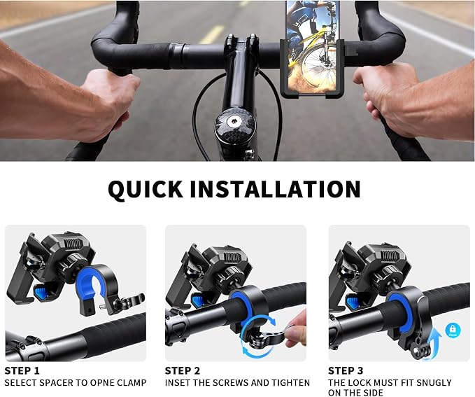 RESPECTED BRO Motorcycle-Phone-Mount & Bike Phone Holder - Durable Phone Holder for Bike and Motorcycle, Bicycle Phone Mount, Fits All Smartphones (Blue)