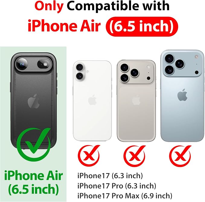 SPORTLINK for iPhone Air Waterproof Phone Case - Built in Screen Protector Shockproof/Military Rugged Dropproof/Dustproof/Heavy Duty, 360 Full Body Protective Cover for iPhone Air 6.5 Black