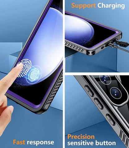 Temdan for Samsung Galaxy S23 FE Case Waterproof, [Military-Grade Drop Protection] [IP68 Underwater] Full Body Heavy Duty Rugged Shock-Proof Case for S23 FE 6.4''-Purple