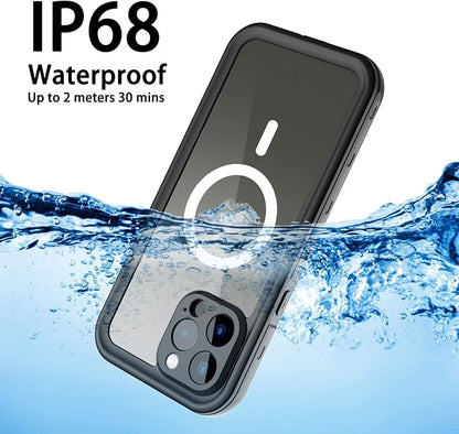 Waterproof Phone Case Compatible with iPhone 13 Pro Max, IP68 Waterproof Shockproof Dust-Proof Phone Case with Built in Screen Protector, Full Body Protective Case (Clear, iPhone 13 Pro Max)
