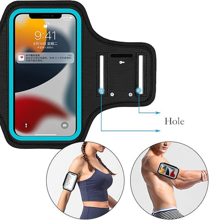 Waterproof Cell Phone Armband, 6.8 Inch x 3.2 Inch Enlarge Phone Bag Phone for Running, Footing, Sports and Mountaineering (Blue)