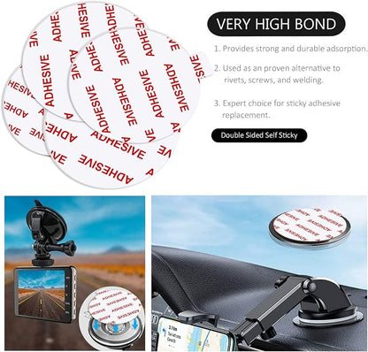 AZXYI 6 Pcs Clear Adhesive Replacement for Suction Cup Dashboard Phone Mount - Easy to Use, High Bond, Peels Off Without Leaving Residue