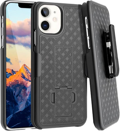 Fingic iPhone 11 Case - Slim Combo Shell with Kickstand & Swivel Belt Clip Holster - Rugged Protective Cover for Apple iPhone 11 6.1 inch 2019 - Black