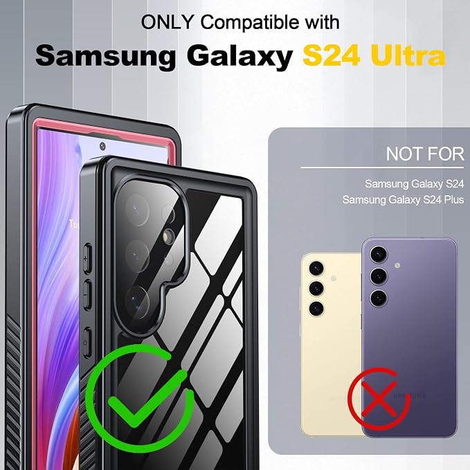 ANTSHARE for Samsung Galaxy S24 Ultra Case Waterproof, Built-in Lens & Screen Protector 360° Full Body Heavy Duty Protective Shockproof IP68 Underwater Case for Galaxy S24 Ultra(2024) 5G-Pink