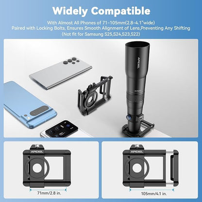 APEXEL 50x Telephoto Lens for iPhone & Android Phones | Wildlife Moon Photography Monocular Telescope | with Universal Clip & Tripod | High-Definition Optical Zoom Lens for Landscapes Target Viewing