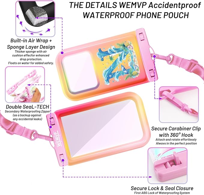 Personalized Initial Waterproof Phone Pouch Case - IPX8 Cellphone Dry Bag with Lanyard for iPhone 16/15/14/13/12 Pro Max (6.1–6.9"), Beach & Cruise Ship Essentials with Monogrammed Design (Pink, N)
