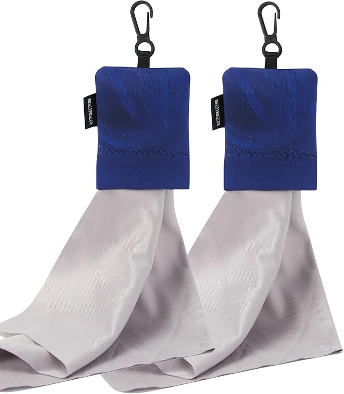 SEIBER Eyeglass Cleaning Microfiber Cloth,7 x 7 inch Glasses Cloth for Sunglasses,Laptops, Cameras,Screen- with Neoprene Pouch,Self-Closing Bottom(2PCS,Blue)