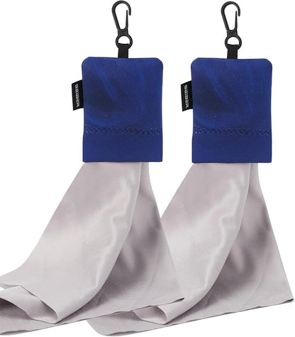 SEIBER Eyeglass Cleaning Microfiber Cloth,7 x 7 inch Glasses Cloth for Sunglasses,Laptops, Cameras,Screen- with Neoprene Pouch,Self-Closing Bottom(2PCS,Blue)