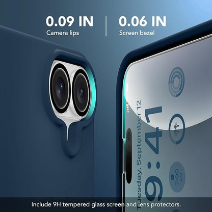GONEZ Magnetic for iPhone 16 Case, Compatible with MagSafe, [Screen Protector + Camera Lens Protector], Liquid Silicone Shockproof Protective Phone Case for iPhone 16 6.1", Dark Blue