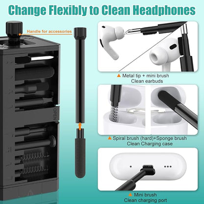 VICHYIE Keyboard Cleaning Kit with Brush, Computer Laptop Cleaner Kit, Phone Cleaning Tool, Multi-Function Cleaner Kit for Earbuds, Cellphones, PC, Screens, Camera Lens, Electronics Devices (Black)
