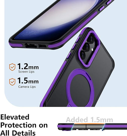 for Samsung Galaxy S23 FE Case, Magnetic Adjustable Ring Stand [Fit for Magsafe], [Military-Grade Shockproof Protection] Phone Case with Kickstand&Ring Holder (Purple)