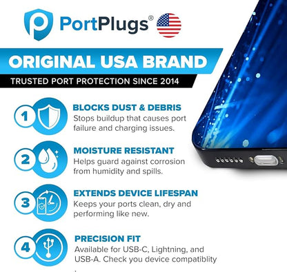 PortPlugs USB-C Dust Plugs - Easy-Grip Design, Compatible with iPhone 15/16/17 & Air, iPad Pro/Mini, MacBook Pro/Air, Galaxy S26-S8, Pixel, Android & USB-C Devices - Purple (10-Pack)