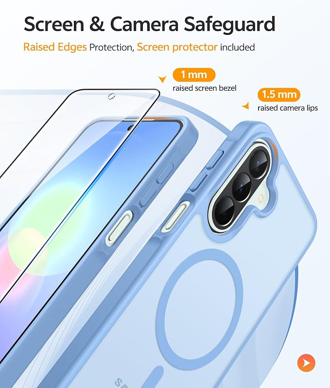 FNTCASE for Galaxy A27 5G Phone Case, Fit for Magsafe, Screen Protector | Translucent Matte, 14FT Military Grade Drop Protection, Slim Shockproof Protective, for Samsung A 27 4G Cover, Light Blue