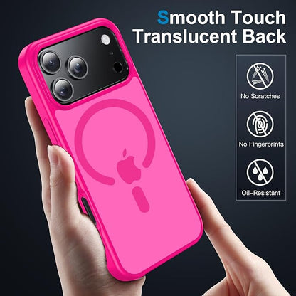 Strong Magnetic for iPhone 17 Pro Case with Camera Lens Protector [ Military-Grade Protection] Compatible with MagSafe Shockproof Slim Thin Cover case for iPhone 17 Pro 6.3 inch, Hot Pink