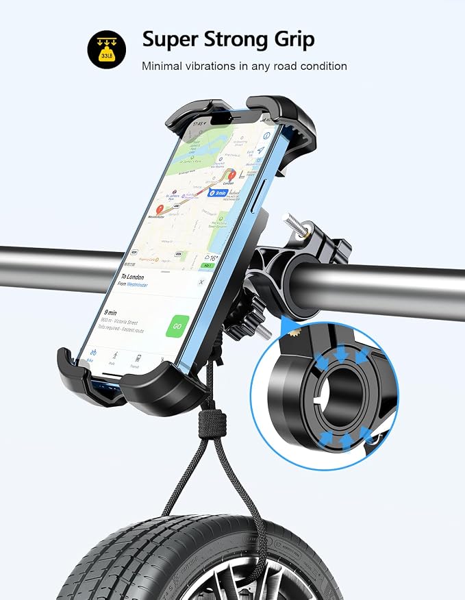 Viccux Motorcycle Phone Mount, Upgrade [Never Fall Off] [0 Shake] Bike Phone Mount, [3s Put & Take] 360° Rotatable Phone Holder for Motorcycle Bike Bicycle Scooter Compatible with Cellphones 4.7-6.8”