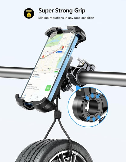Viccux Motorcycle Phone Mount, Upgrade [Never Fall Off] [0 Shake] Bike Phone Mount, [3s Put & Take] 360° Rotatable Phone Holder for Motorcycle Bike Bicycle Scooter Compatible with Cellphones 4.7-6.8”