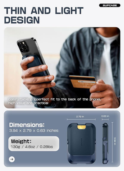 SUPCASE for MagSafe Wallet with Stand, Magnetic Wallet for Men Women, [Hold 6 Cards] [RFID Blocking] [Strong Magnetic Lock] Phone Stand Card Holder for iPhone 17/16/15/14/13/12 Series, Midnight Blue