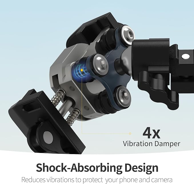Motorcycle Phone Mount, Aluminum Bike Phone Holder with Vibration Dampener, Secure & Rotatable Holder for Motorcycle, Bike & Scooter, Fits 4.7-7'' iPhone 17/Air/16 Pro Max & Other Smartphones