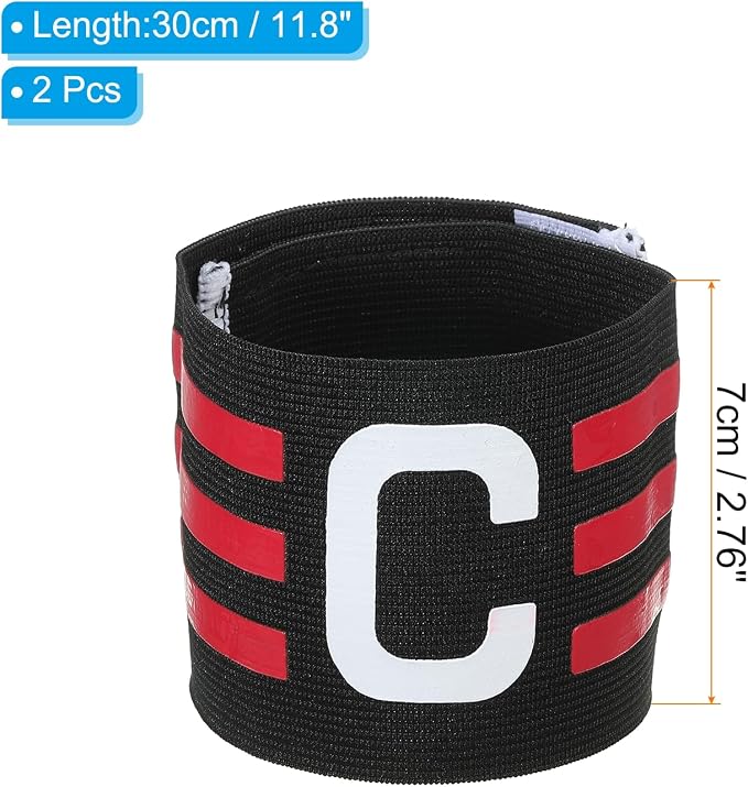 PATIKIL Captain Armband, 2 Pack Adjustable Elastic Soccer Captain's Arm Band for Outdoor Football Training Team, Black Rose Red
