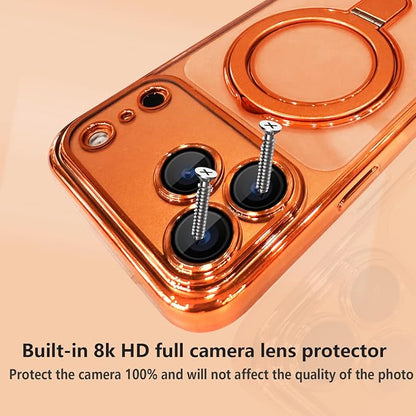 for iPhone 17 Pro Case Magnetic Stand,[Compatible with Magsafe] [Military Protection][Camera Lens Protector] Phone Case Cover for iPhone 17 Pro 6.3" - Orange