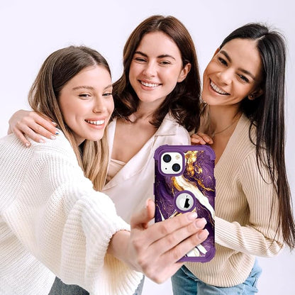 Hocase for iPhone 14 Case/iPhone 13 Case, Heavy Duty Shockproof Protection Soft Silicone Rubber+Hard Plastic Bumpers Hybrid Protective Case for iPhone 13/14 (6.1") - Midnight Purple