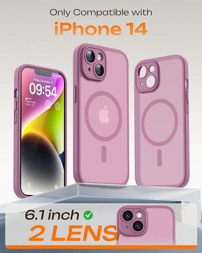TOCOL for Phone 14 Case, Compatible with Magsafe Charger, Full Camera Protection, Drop Protection, Translucent Matte Phone Case for iPhone 14 6.1 inch (Lilac Purple)