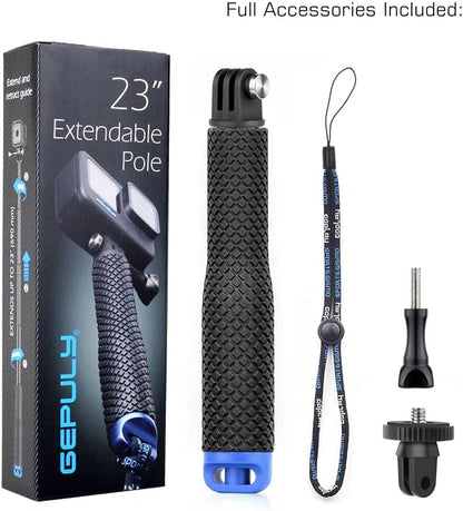 GEPULY 7''-23''Waterproof Pole Selfie Stick Pocket Size Underwater Handle Grip Monopod Aluminum for GoPro Hero Session Max Insta360 AKASO DJI OSMO Digital Cameras