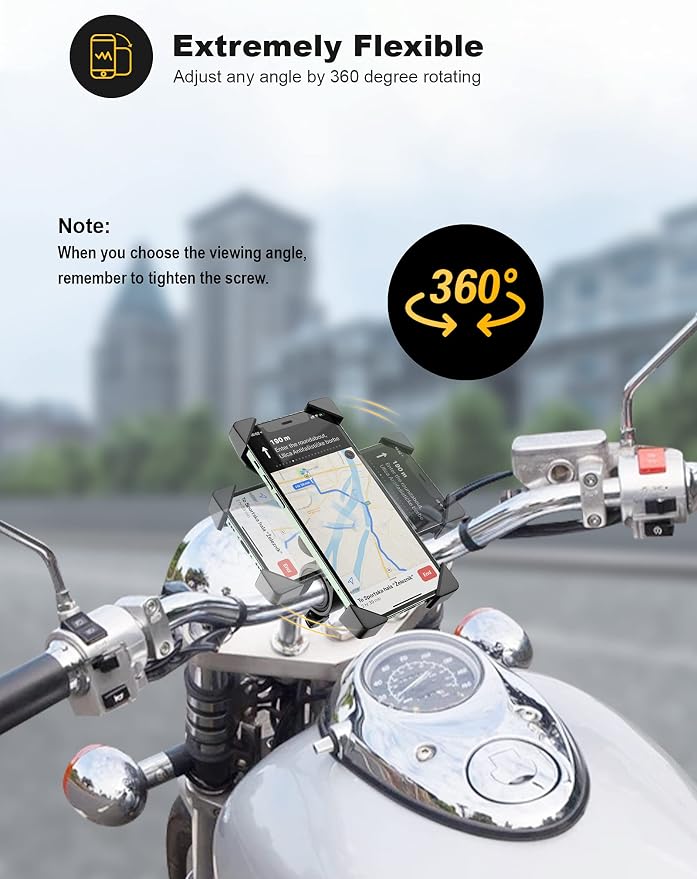 Grefay Bike Phone Holder, Motorcycle Phone Holder with Handlebar Clamp for Bicycle, Suitable with iPhone 16 15 14 Pro Max Plus/13 12 11 Pro Max Mini, XS XR X, SE/3.5-6.5 Inch Smartphone, 360 Rotatable