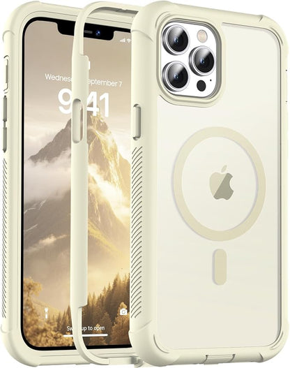 jaroco Magnetic for iPhone 12 Pro Max Case, [Compatible with MagSafe][Military Grade Drop Protection][Heavy Duty Protection][Non-Slip][Shockproof] 2-Layer Durable Bumper Phone Case 6.7''-Antique White