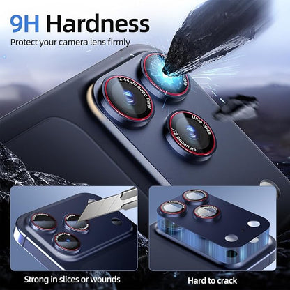 9H High-alumina Tempered Glass Camera Lens Protector for iPhone 17 Pro Lens , Military-Grade Shatterproof with Strong Adsorption, Full Coverage Case-Friendly Cover (Blue, iphone 17 pro - 2 Pack)
