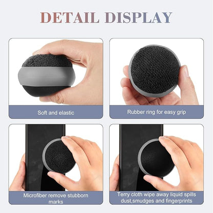 Suclain 4 Pack Touch Screen Cleaner Balls Phone Cleaning Ball Microfiber Touch Car Screen Glass Cleaner for Easter Computer Laptop Phone Monitor(Black, Blue, Dark Grey,Light Grey)