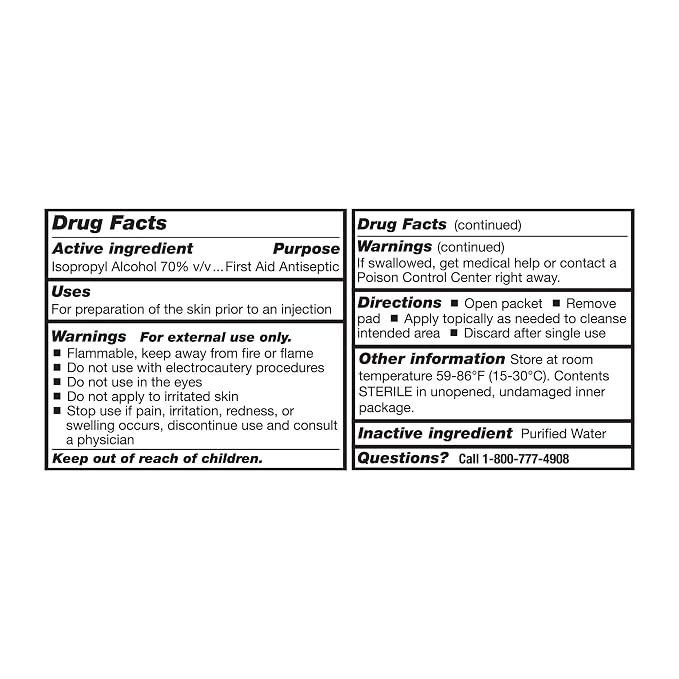 McKesson Alcohol Prep Pads [Pack of 200] 70% Isopropyl, Individually Wrapped Wipes, Sterile, Medical-Grade, First Aid, Medium