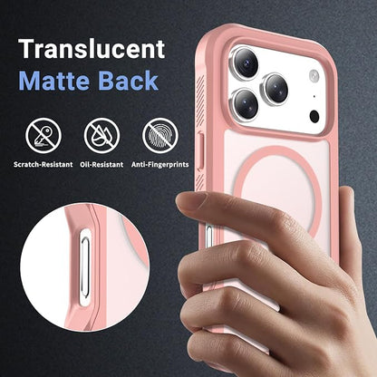 jaroco Magnetic for iPhone 17 Pro Case, [Compatible with MagSafe][Military Grade Drop Protection][Heavy Duty Protection][Non-Slip][Shockproof] 2-Layer Durable Bumper Phone Casee 6.3''-Pink