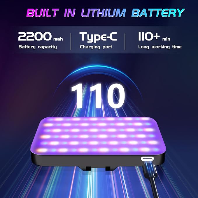 Selfie Light - BANSINE USB-Rechargeable RGB LED Phone Light - Portable Photo Light with 97+ CRI, 2500K-6500K Color Temperature for Video, Makeup, Live Streaming, and Photography